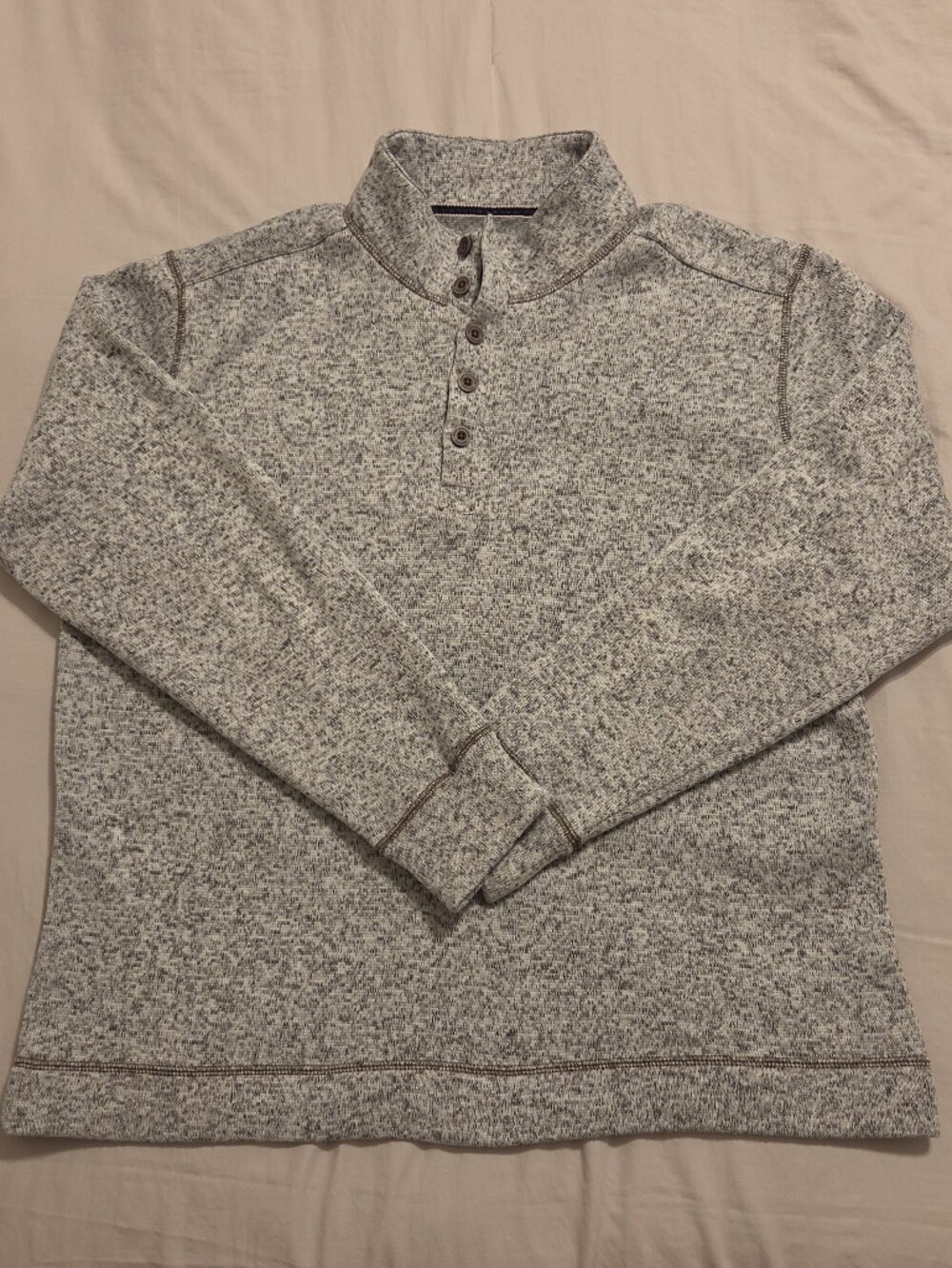 Weatherproof Men's L Heathered Gray Henley Pullover Sweater